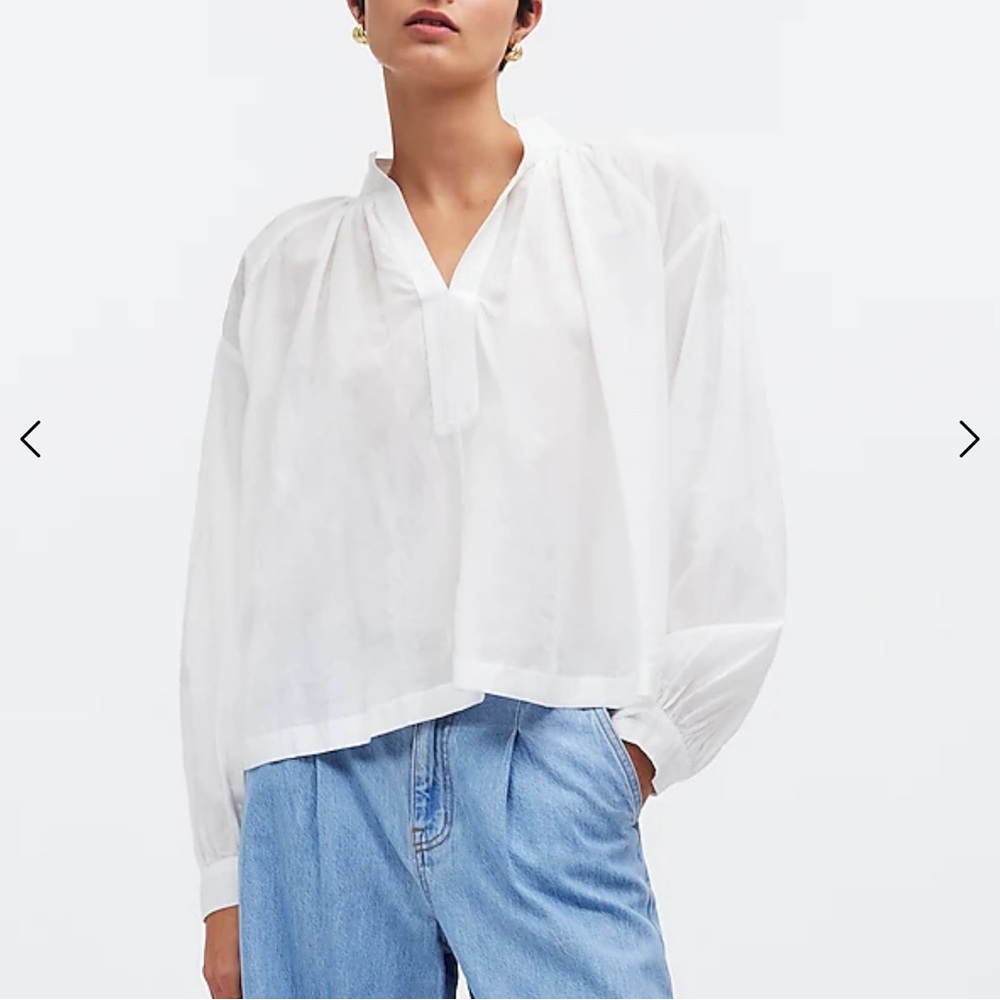 NWT Madewell Shirred Long-Sleeve Top